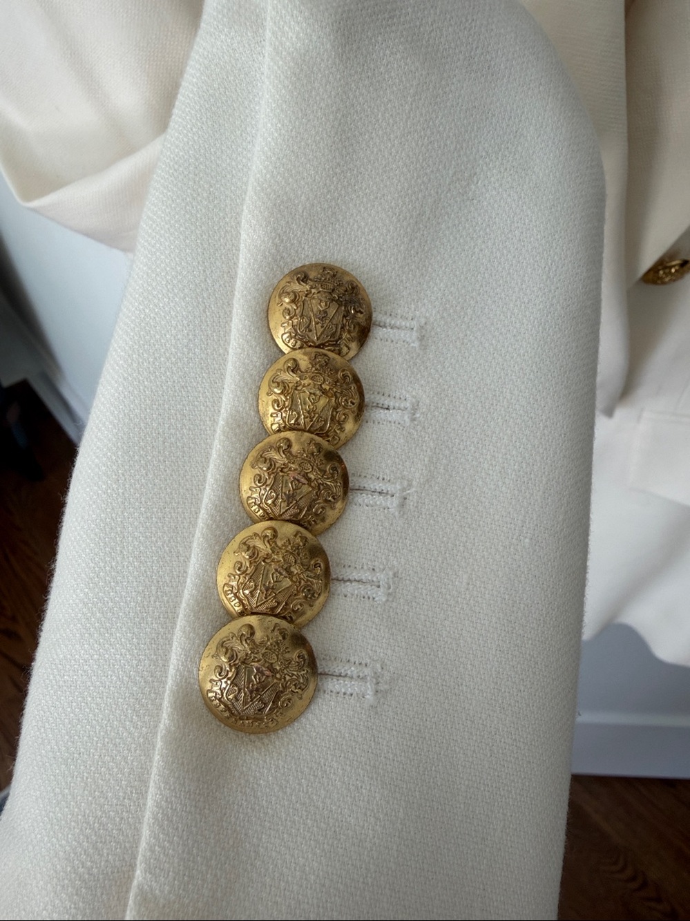Veronica Beard White Linen Miller Dickey Jacket Gold Buttons Size 4 - Picture 3 of 8